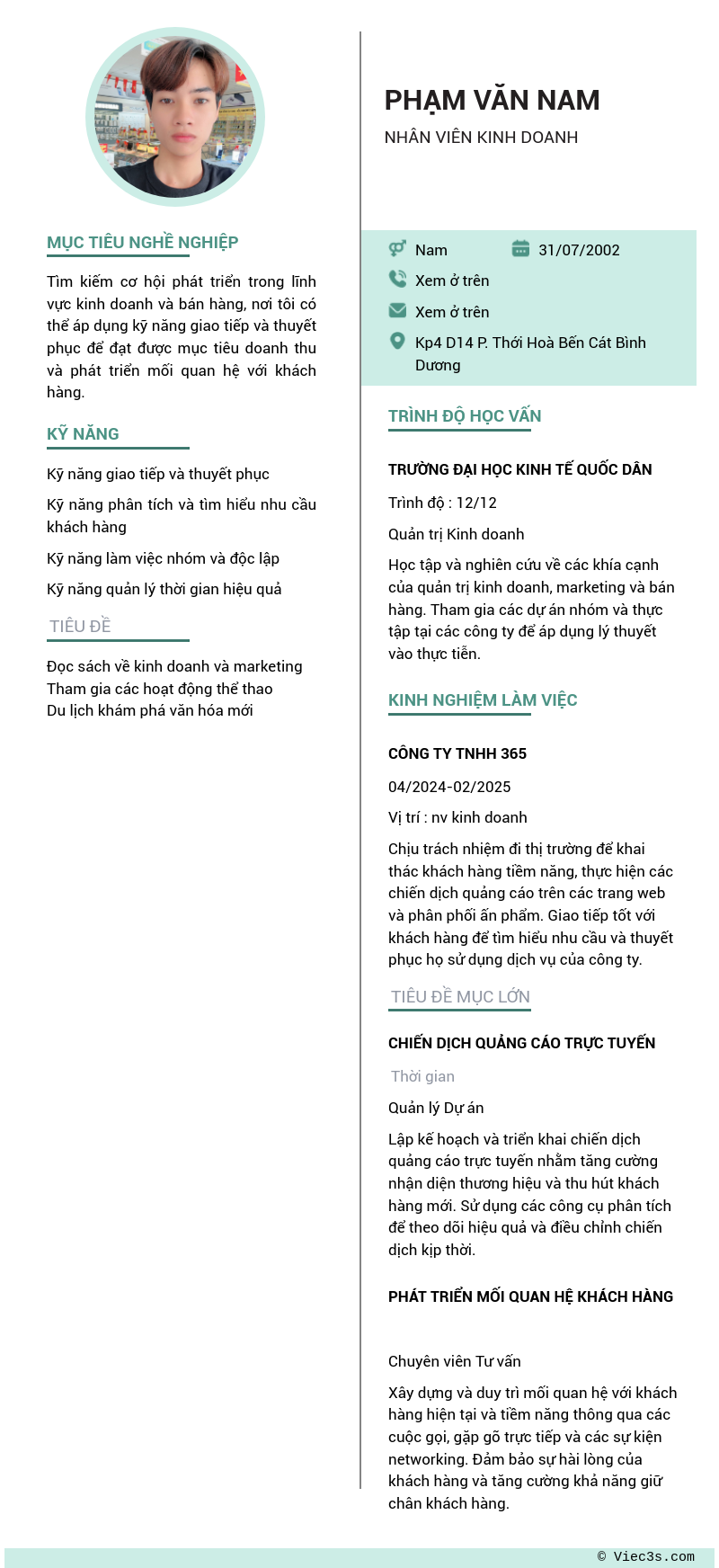 CV ứng viên