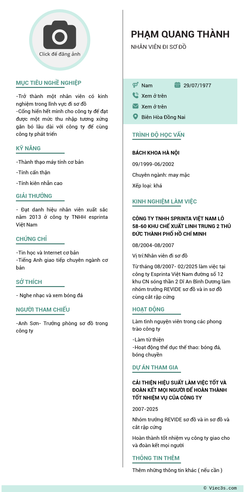 CV ứng viên