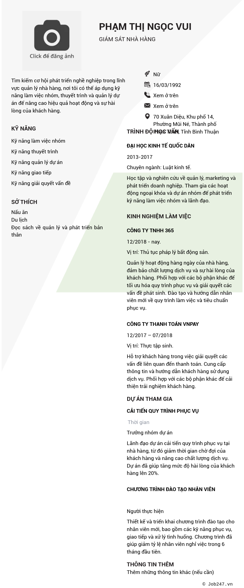 CV ứng viên