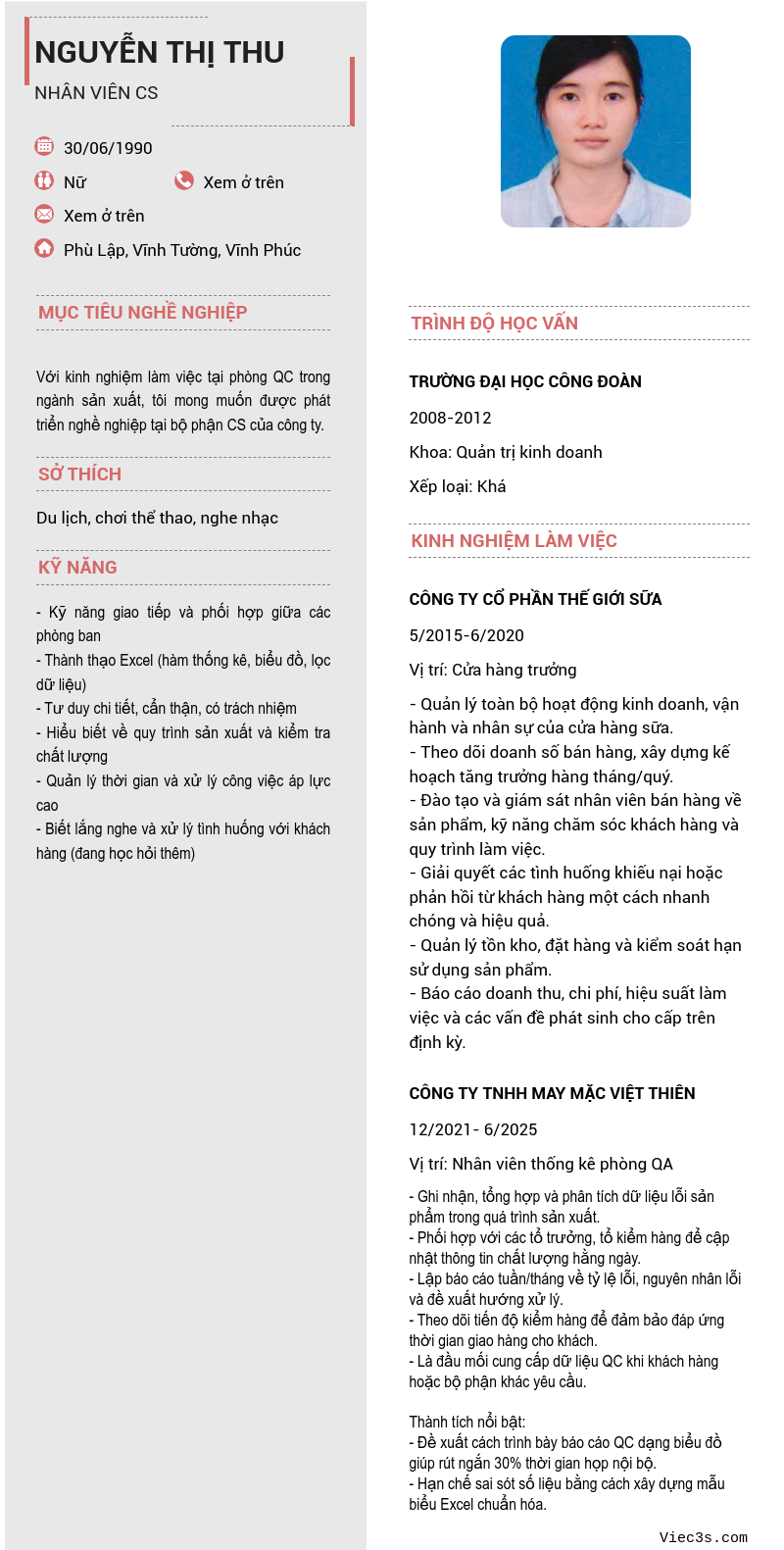 CV ứng viên