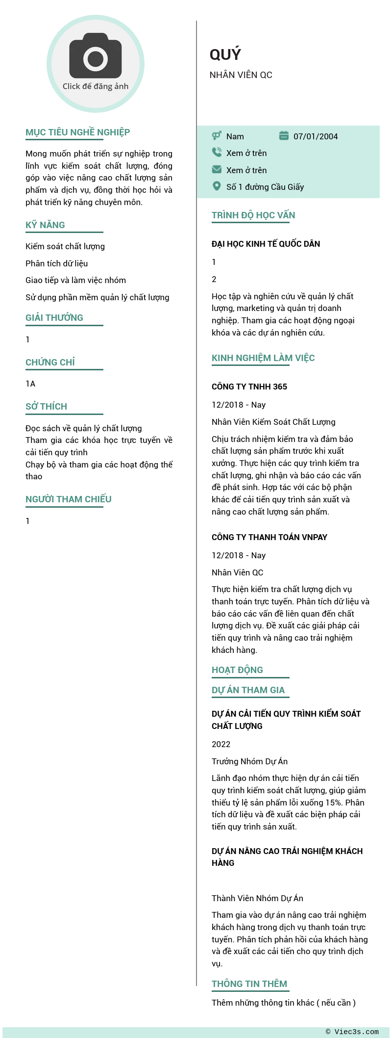 CV ứng viên