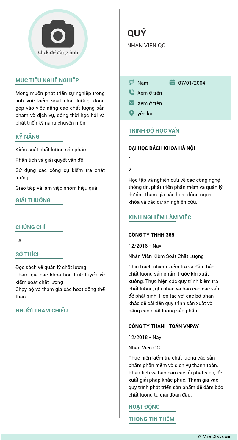 CV ứng viên