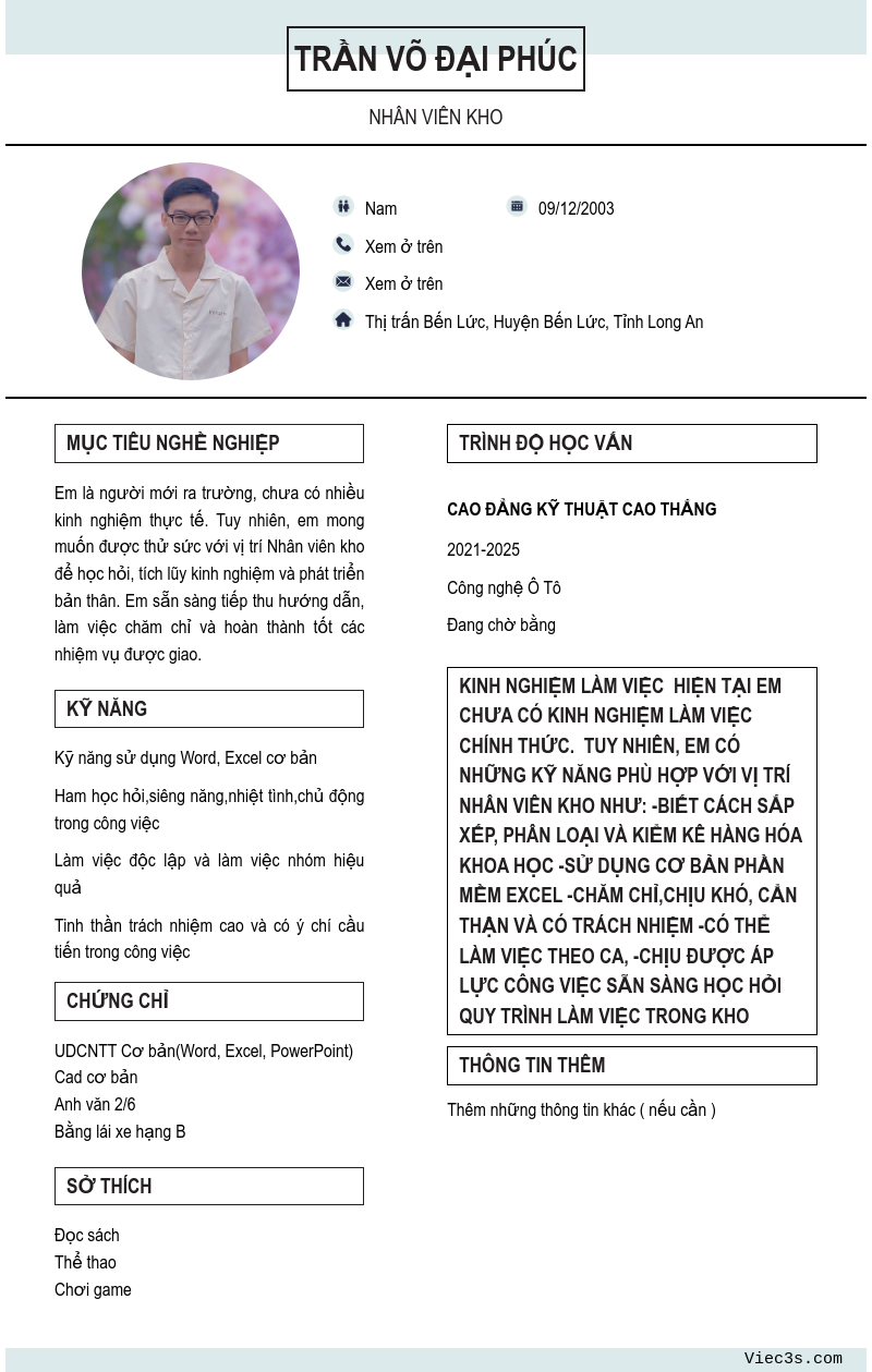 CV ứng viên