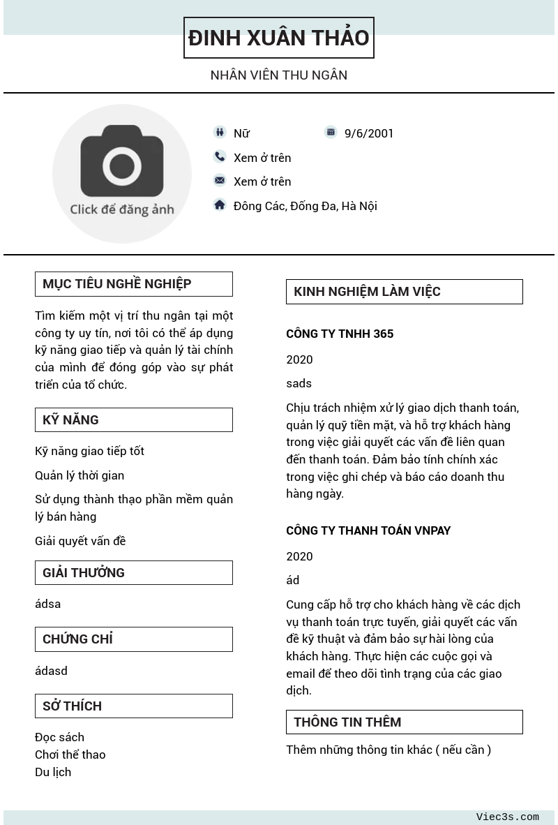 CV ứng viên