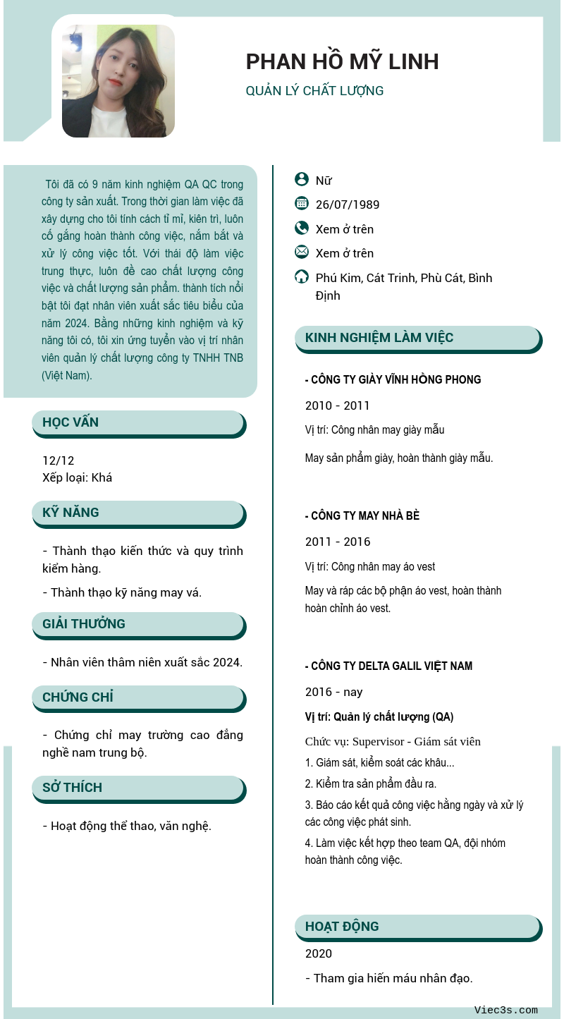 CV ứng viên