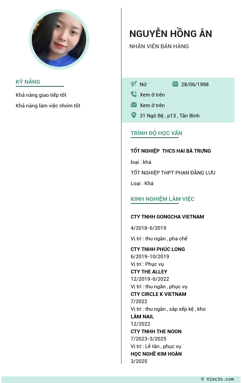 CV ứng viên