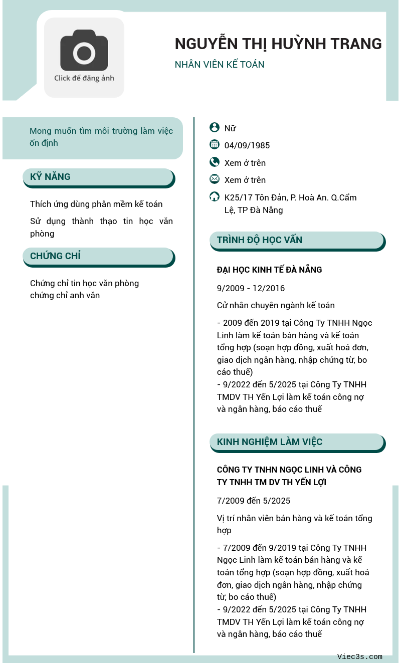 CV ứng viên