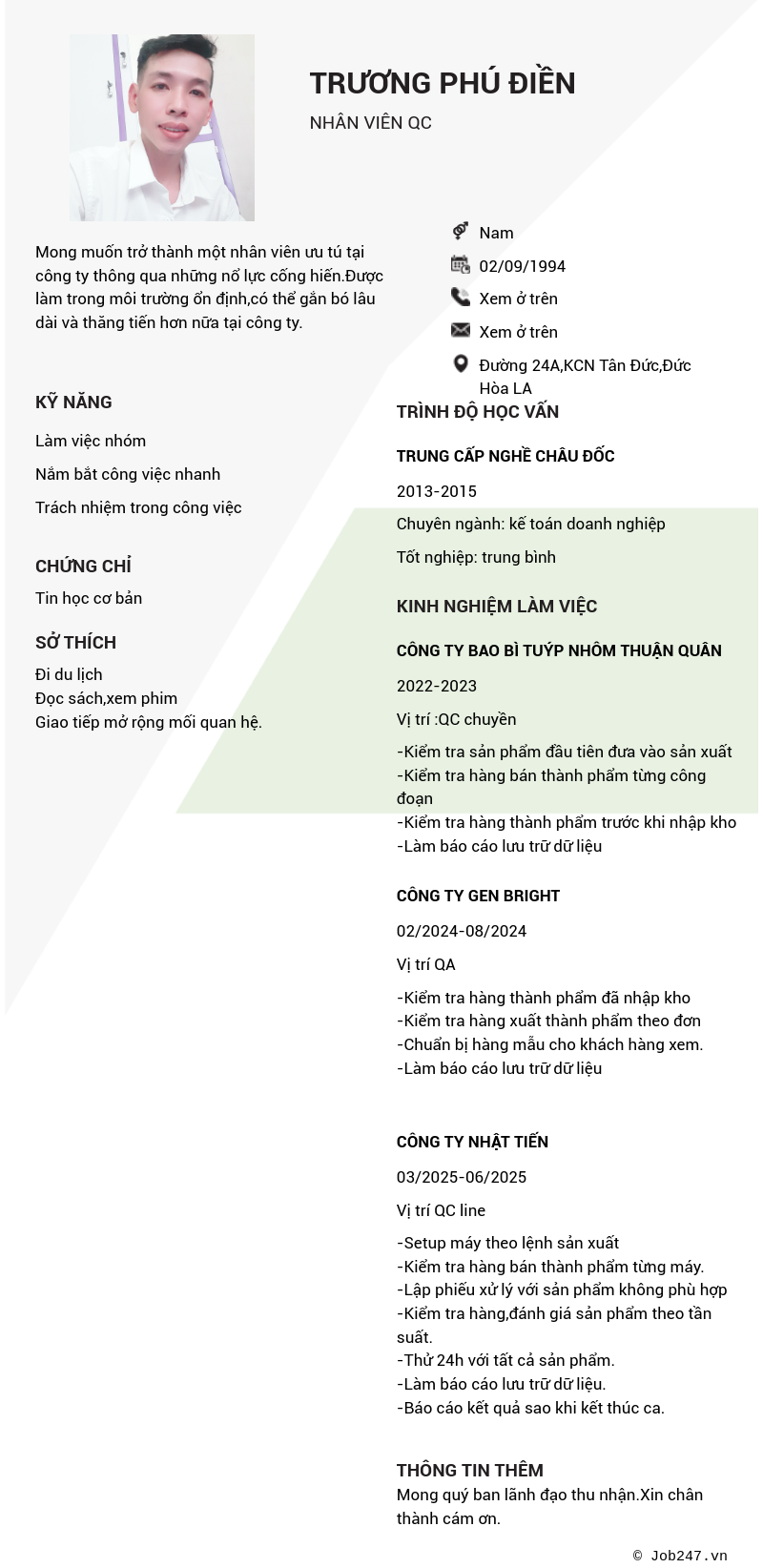 CV ứng viên