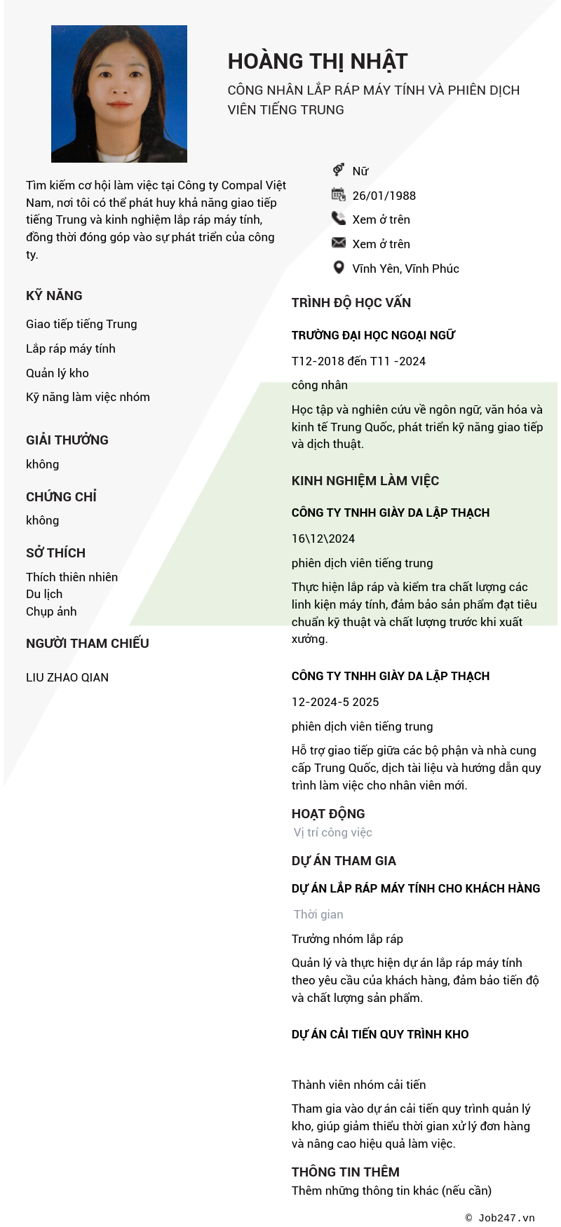 CV ứng viên