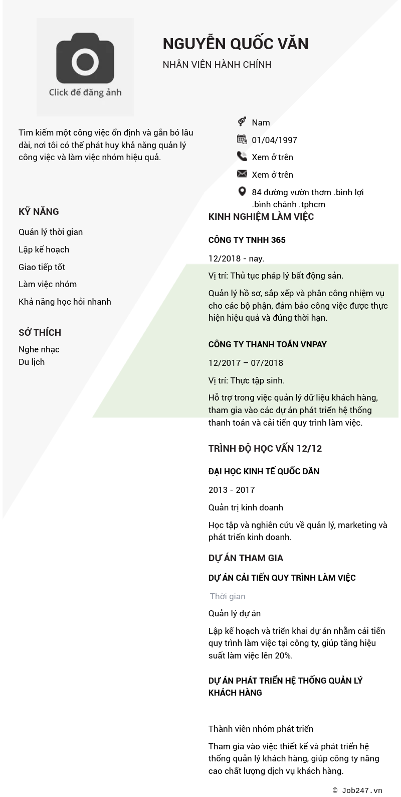 CV ứng viên
