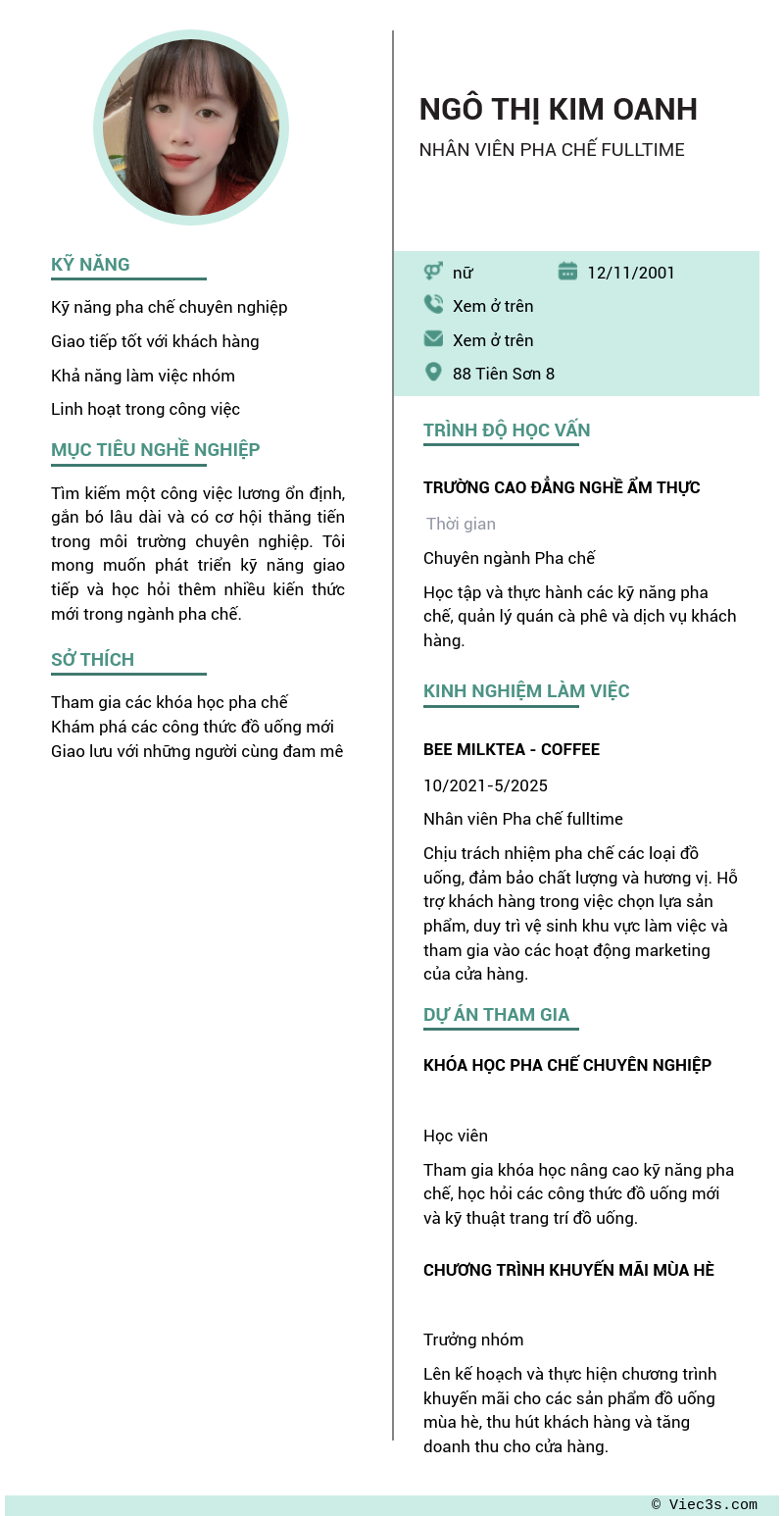 CV ứng viên