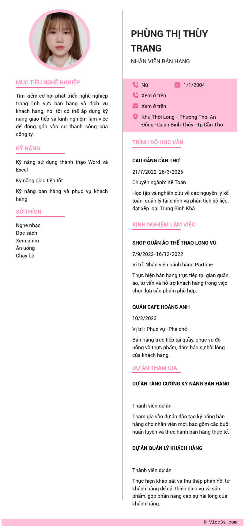 CV ứng viên