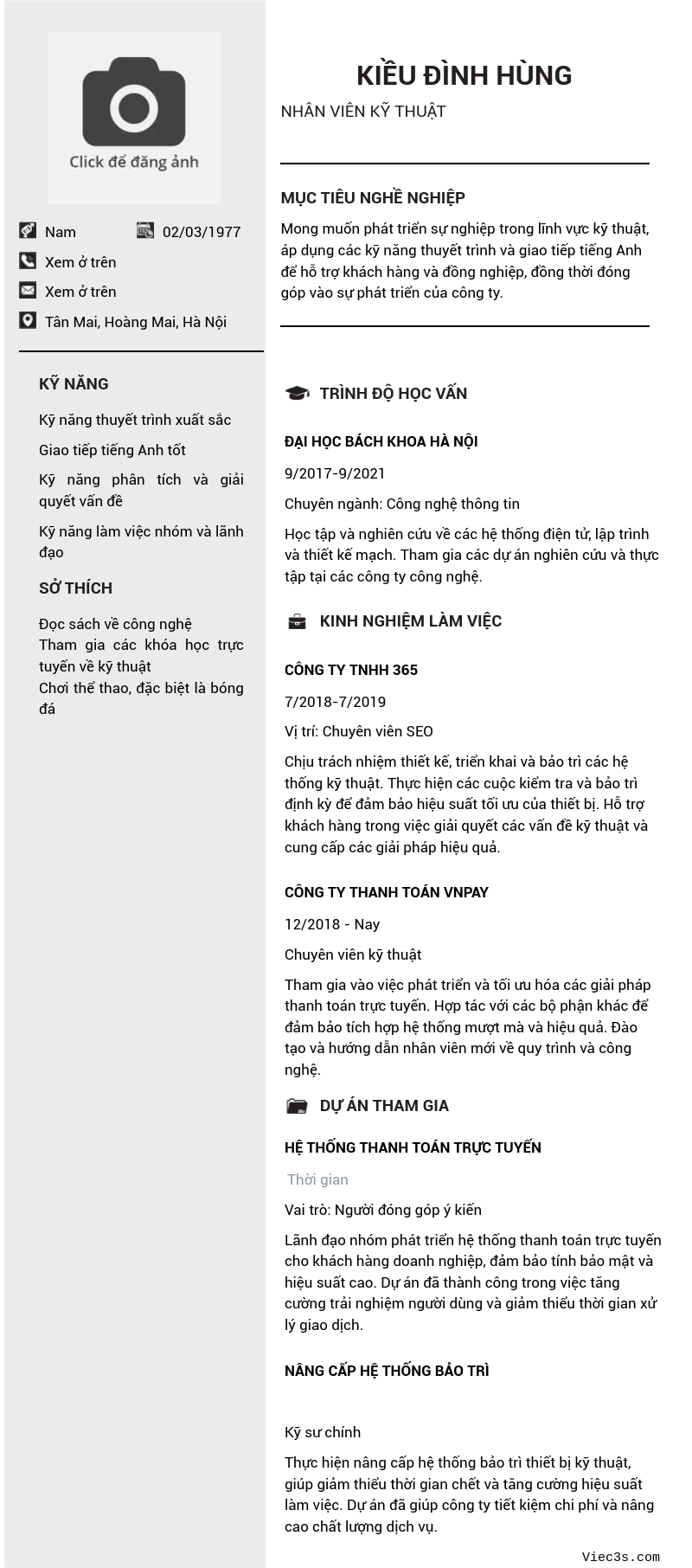 CV ứng viên