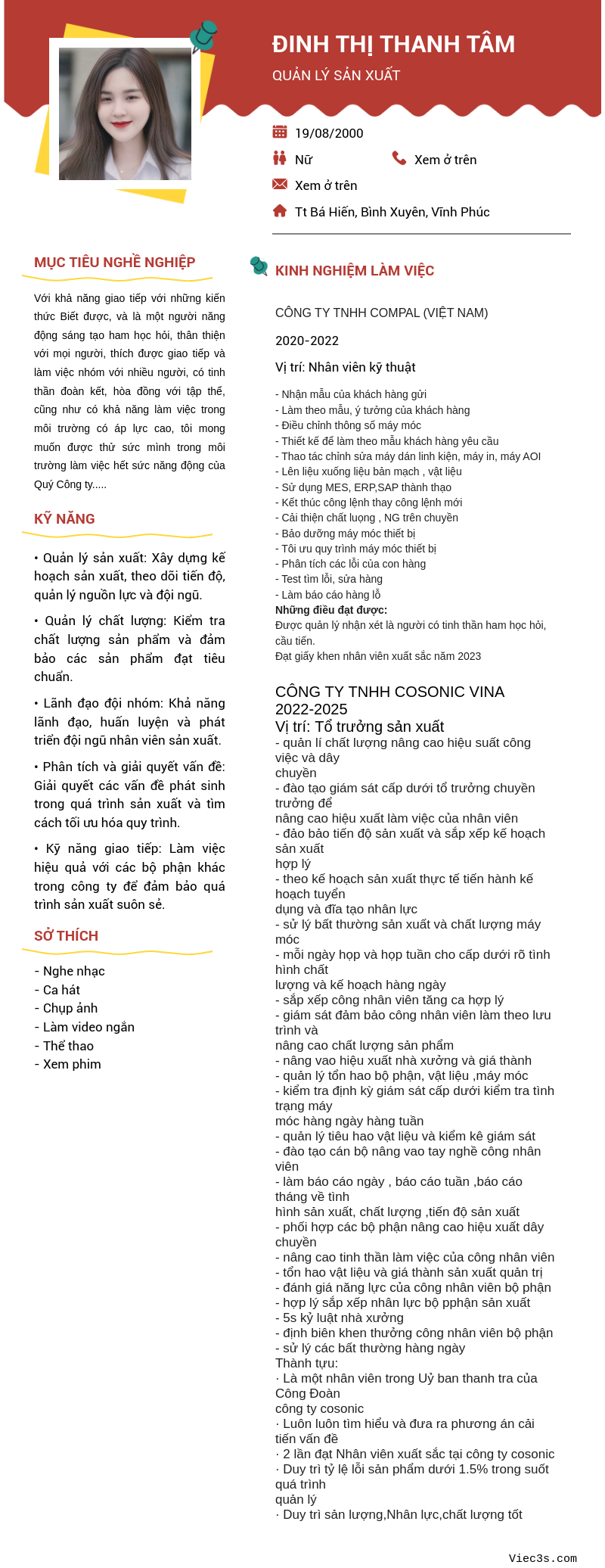 CV ứng viên