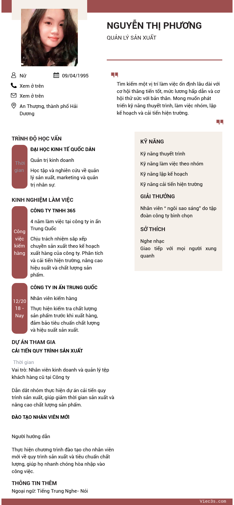 CV ứng viên