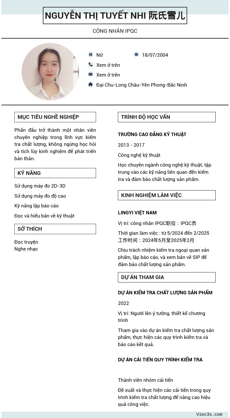 CV ứng viên