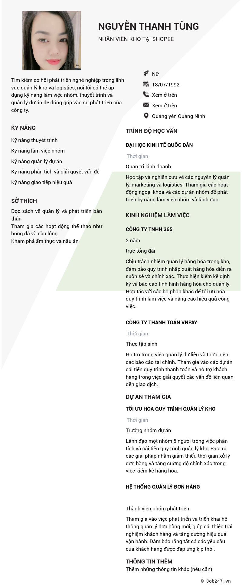 CV ứng viên