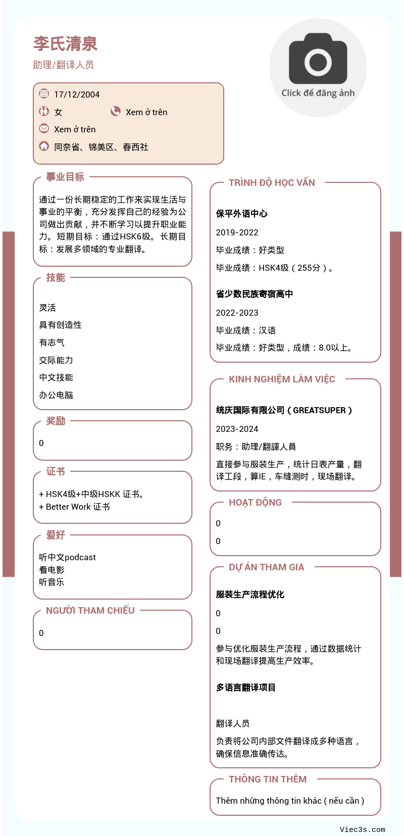 CV ứng viên