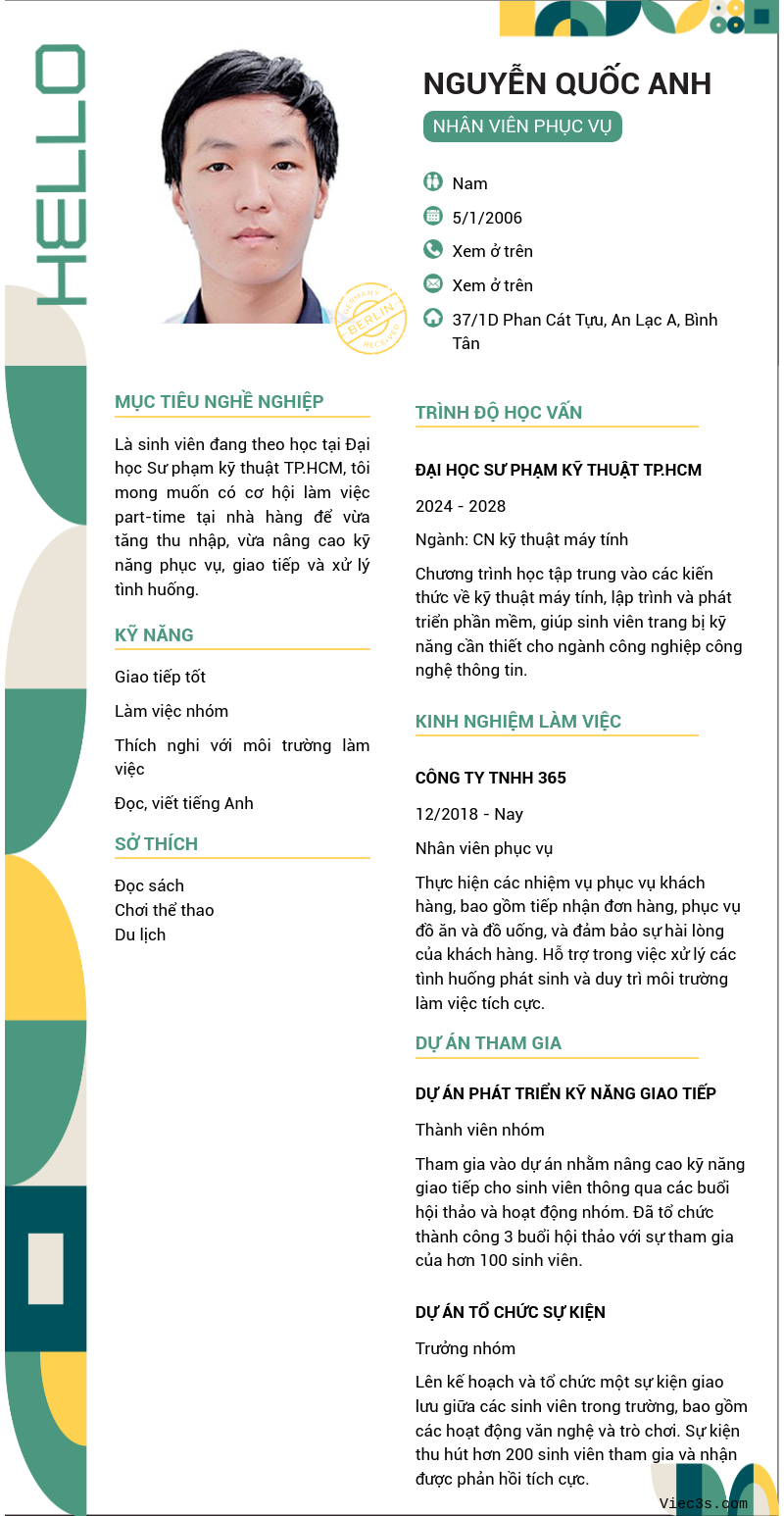 CV ứng viên