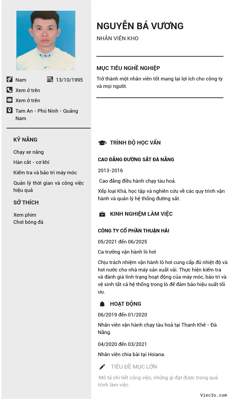 CV ứng viên