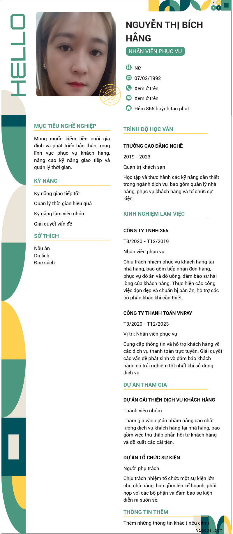 CV ứng viên