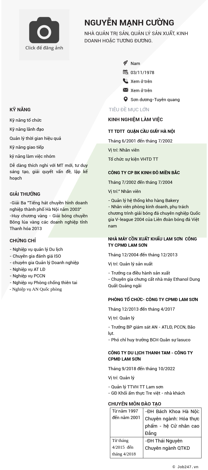 CV ứng viên