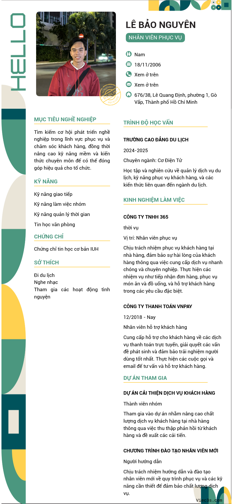 CV ứng viên