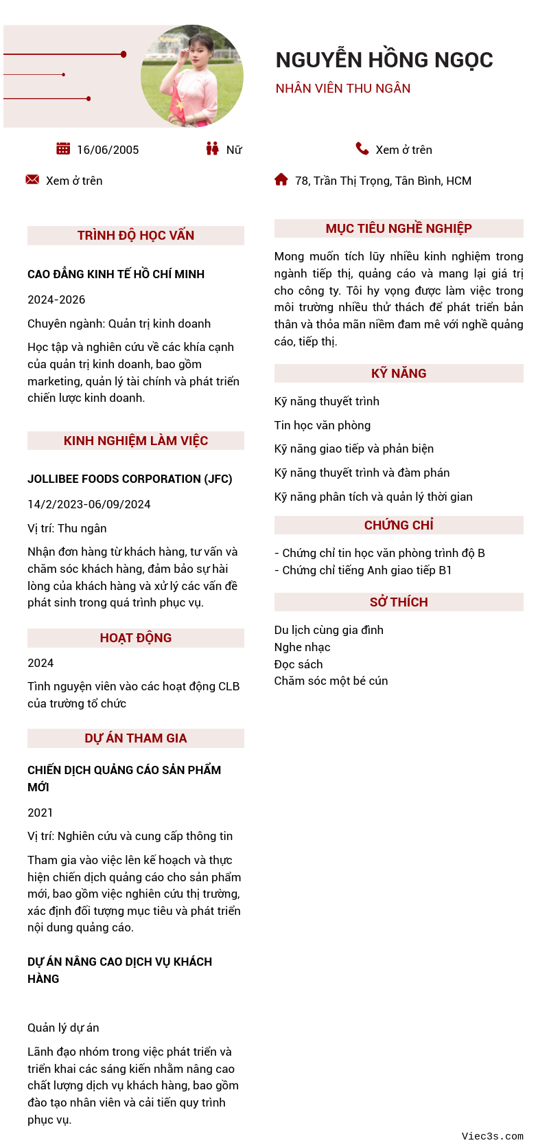 CV ứng viên