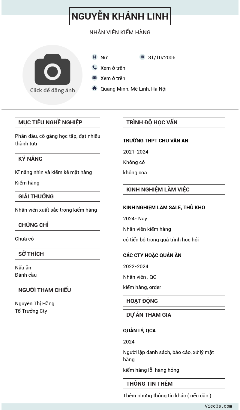 CV ứng viên