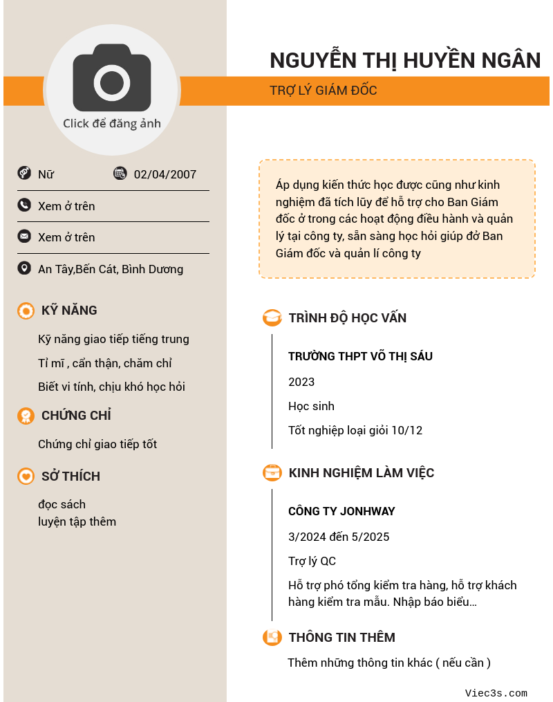 CV ứng viên