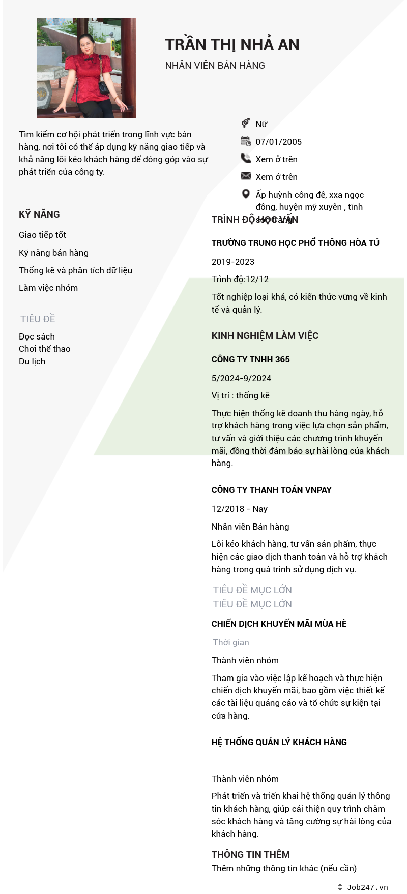 CV ứng viên