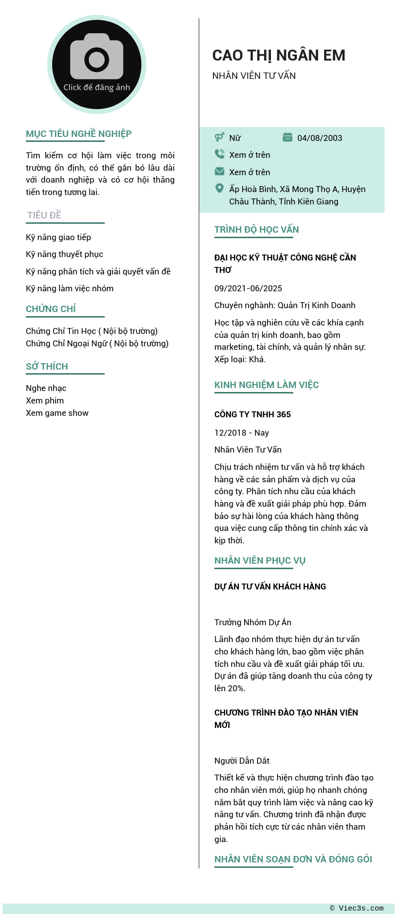 CV ứng viên