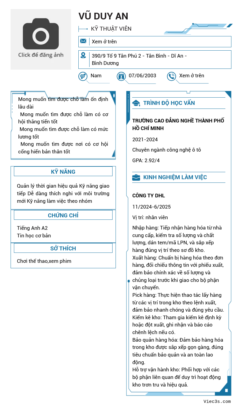 CV ứng viên