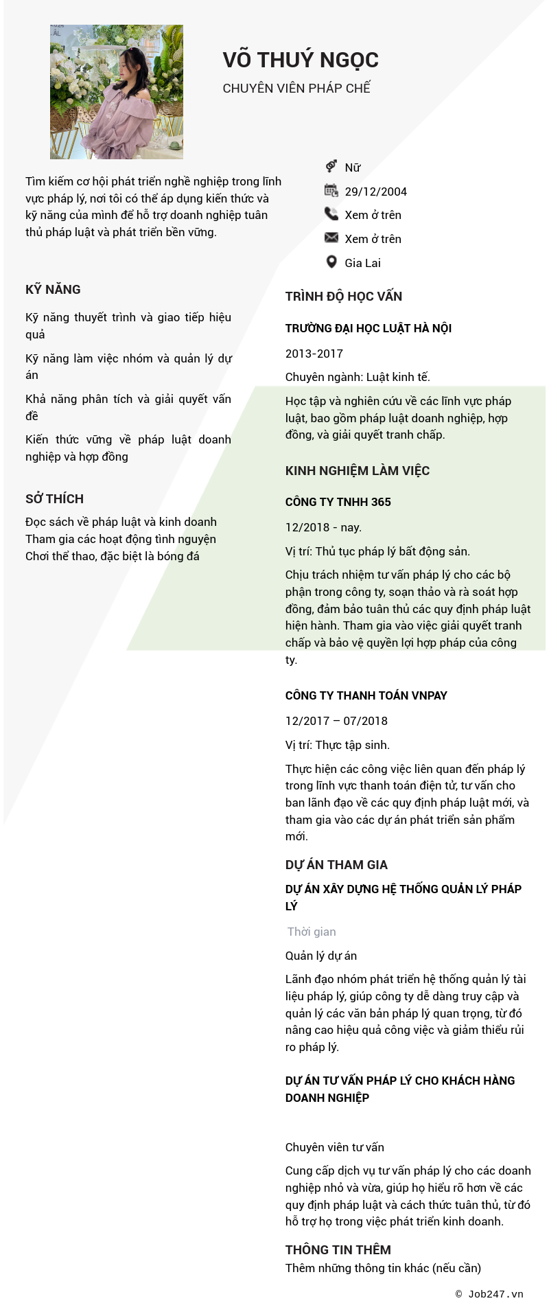 CV ứng viên
