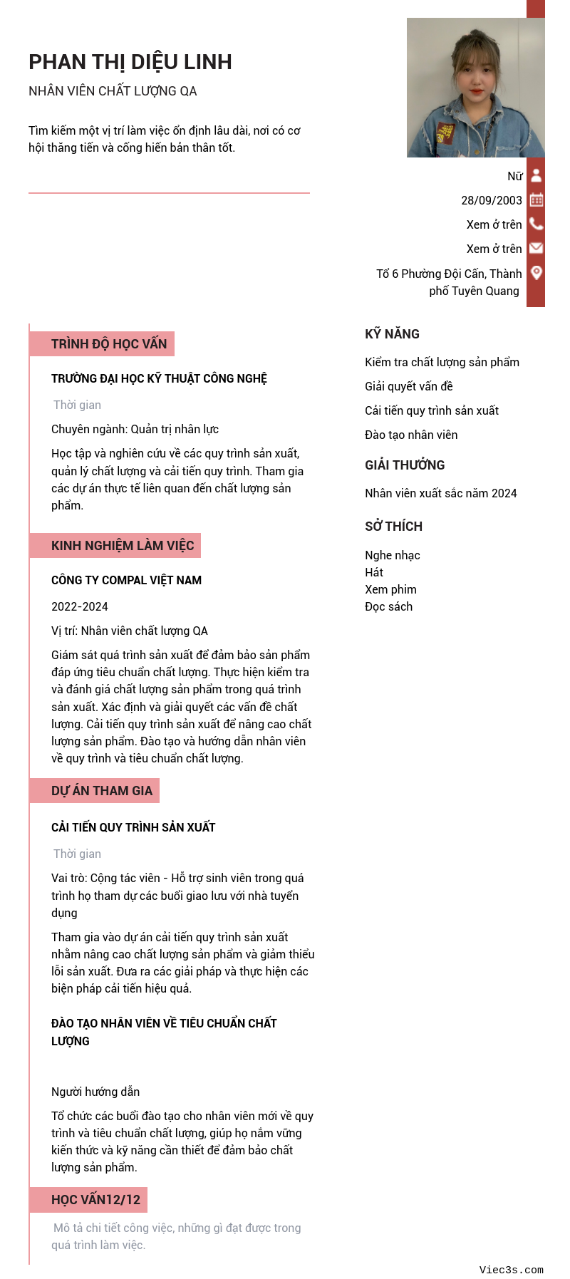 CV ứng viên