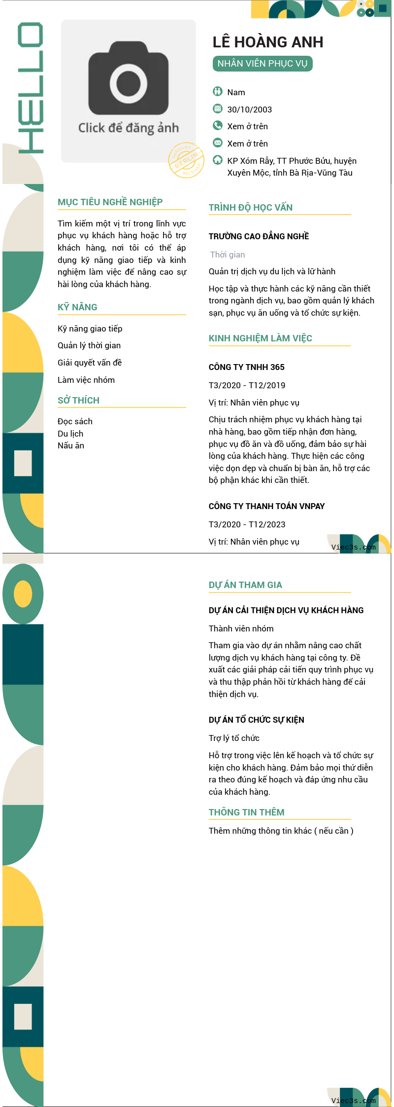 CV ứng viên