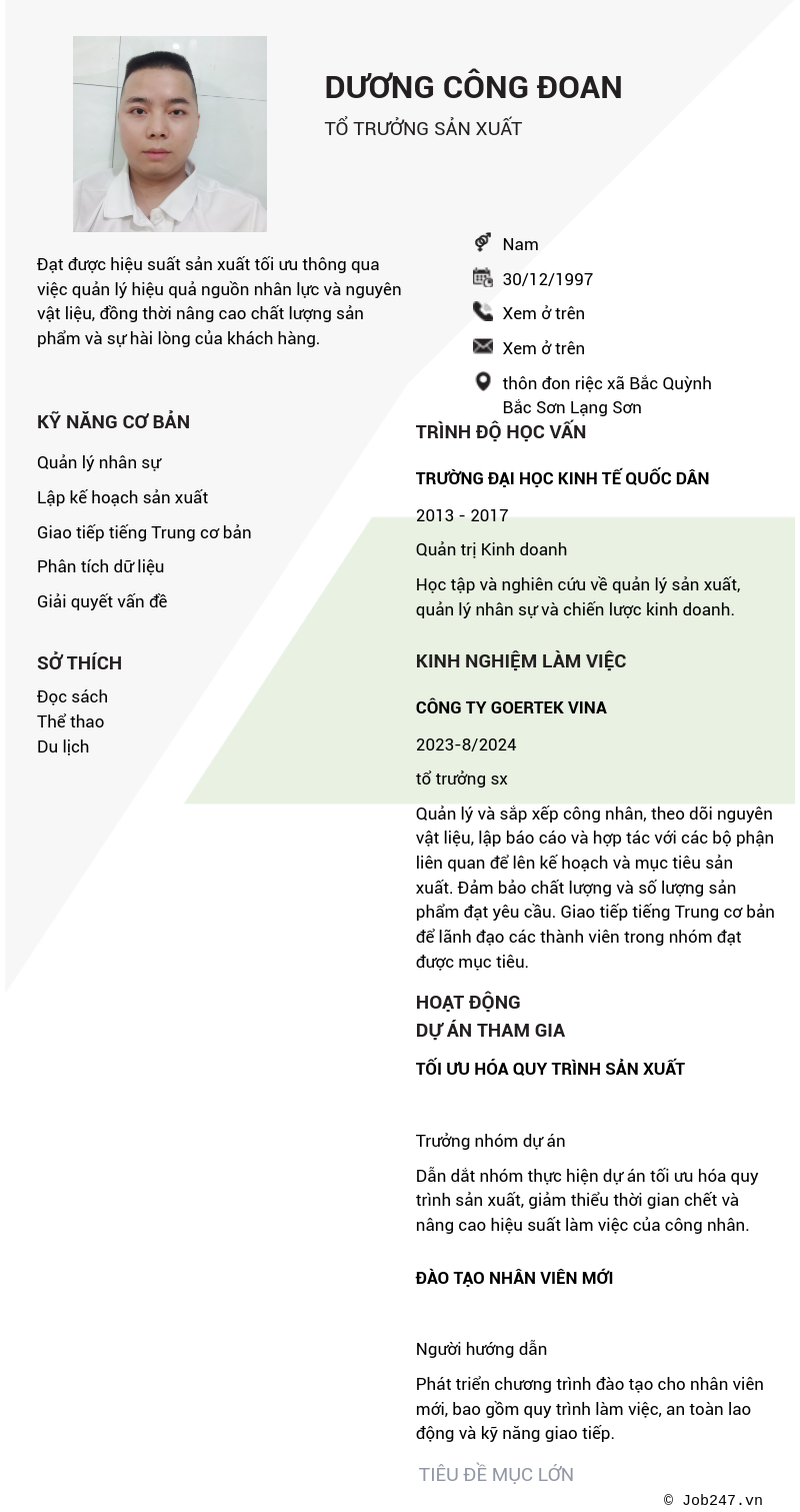 CV ứng viên