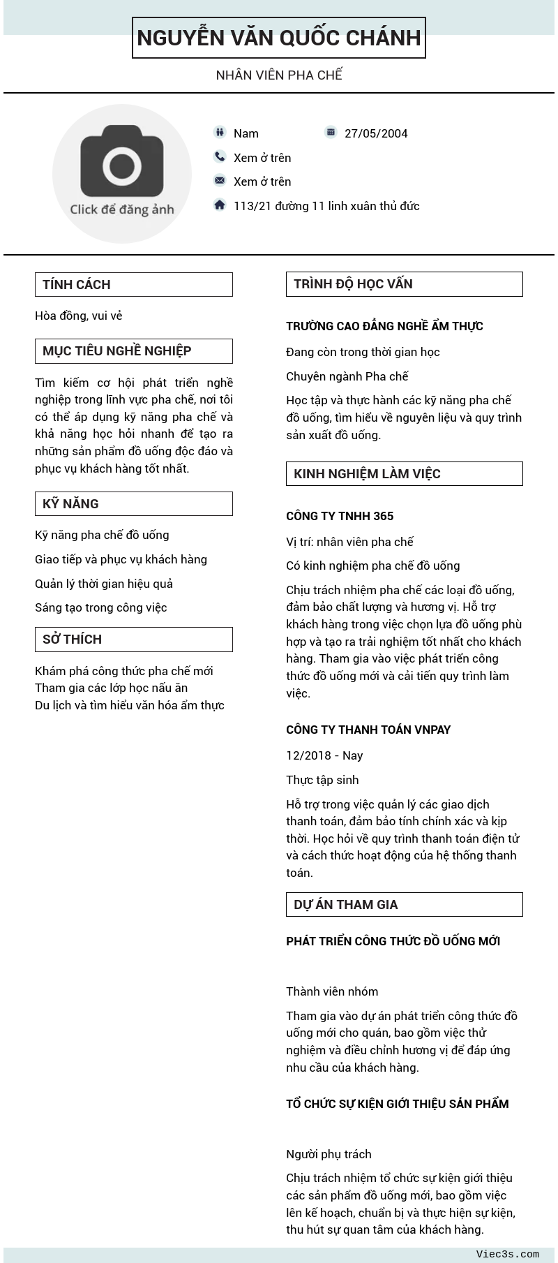 CV ứng viên