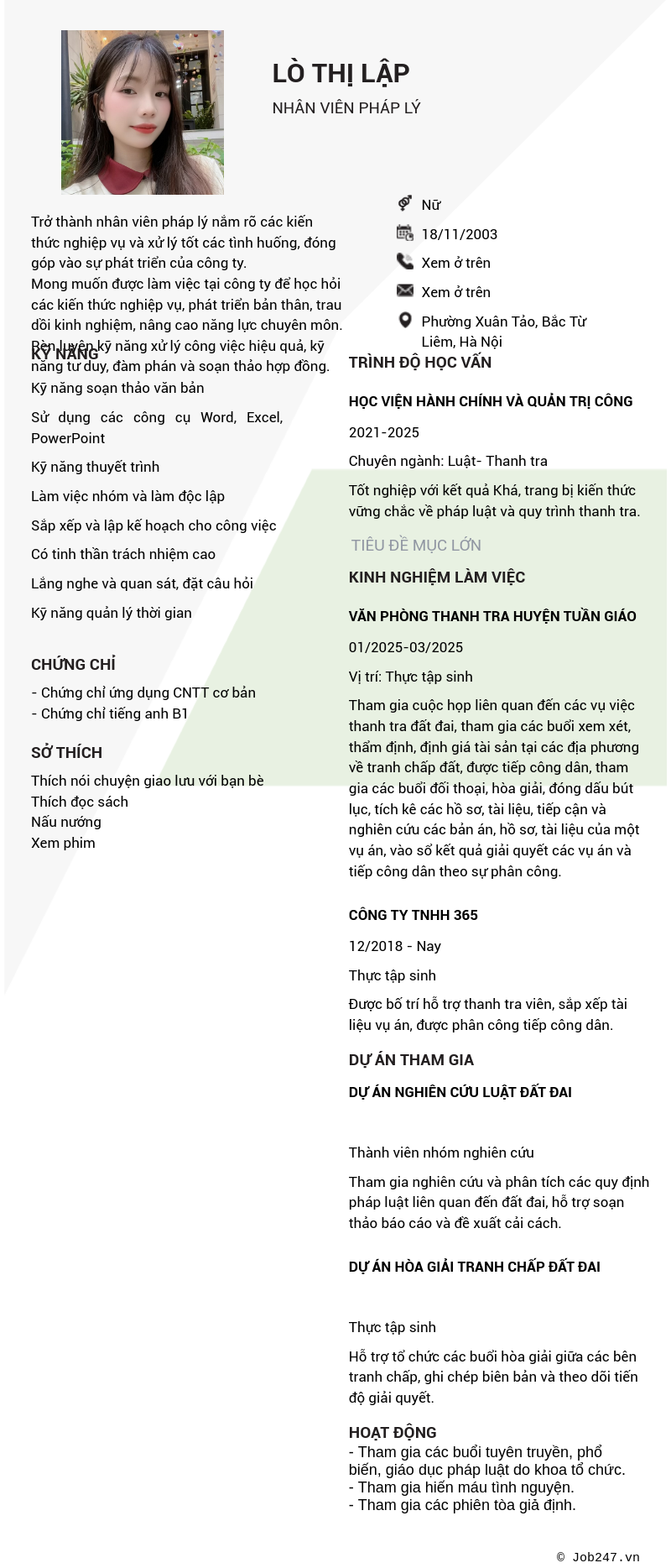 CV ứng viên