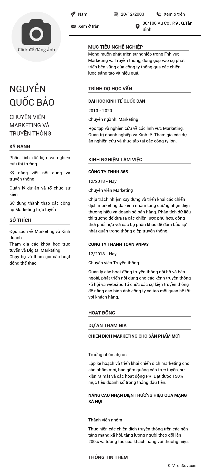 CV ứng viên