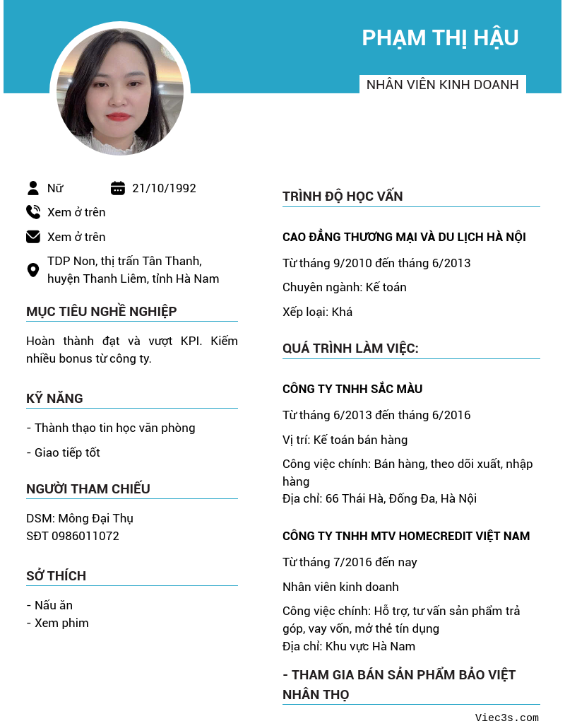 CV ứng viên