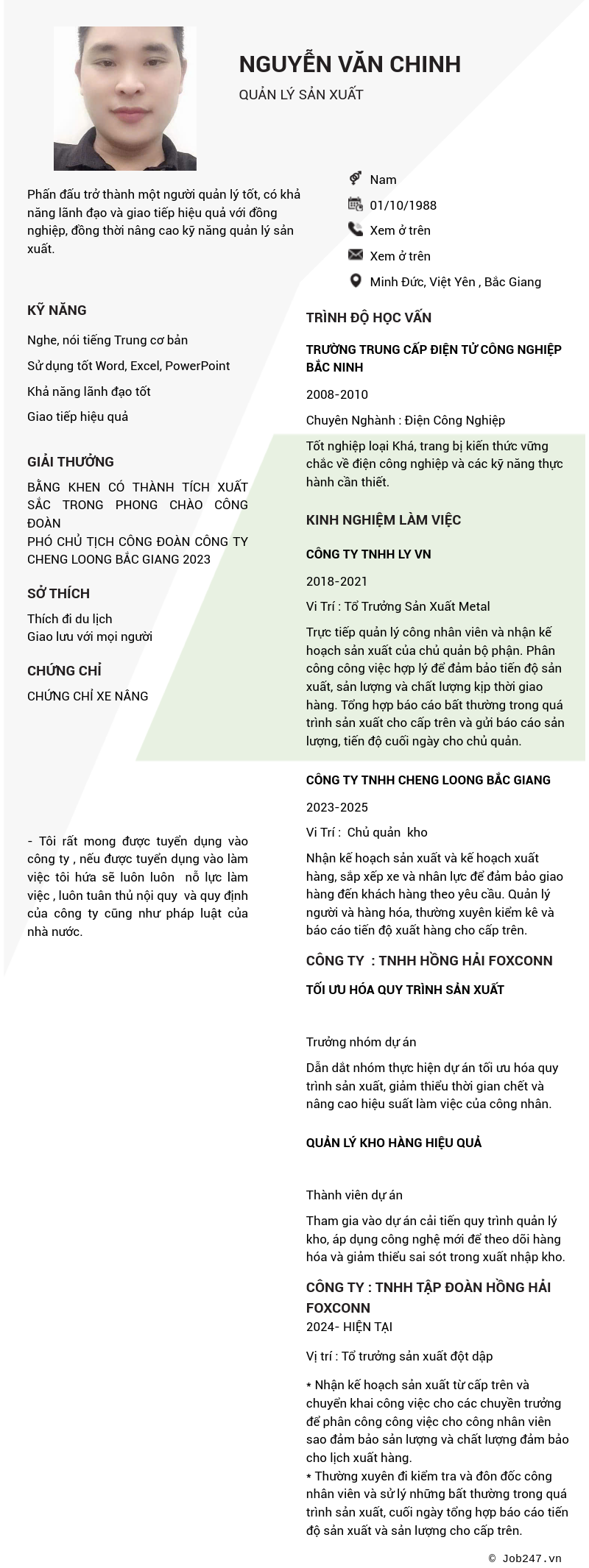 CV ứng viên