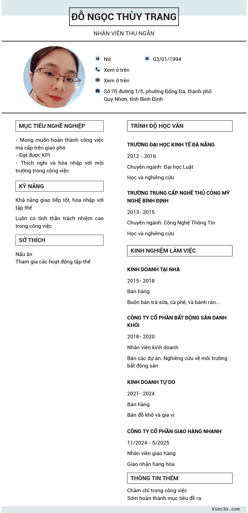 CV ứng viên