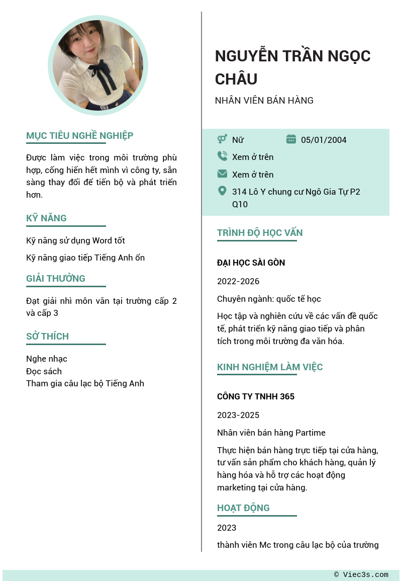 CV ứng viên
