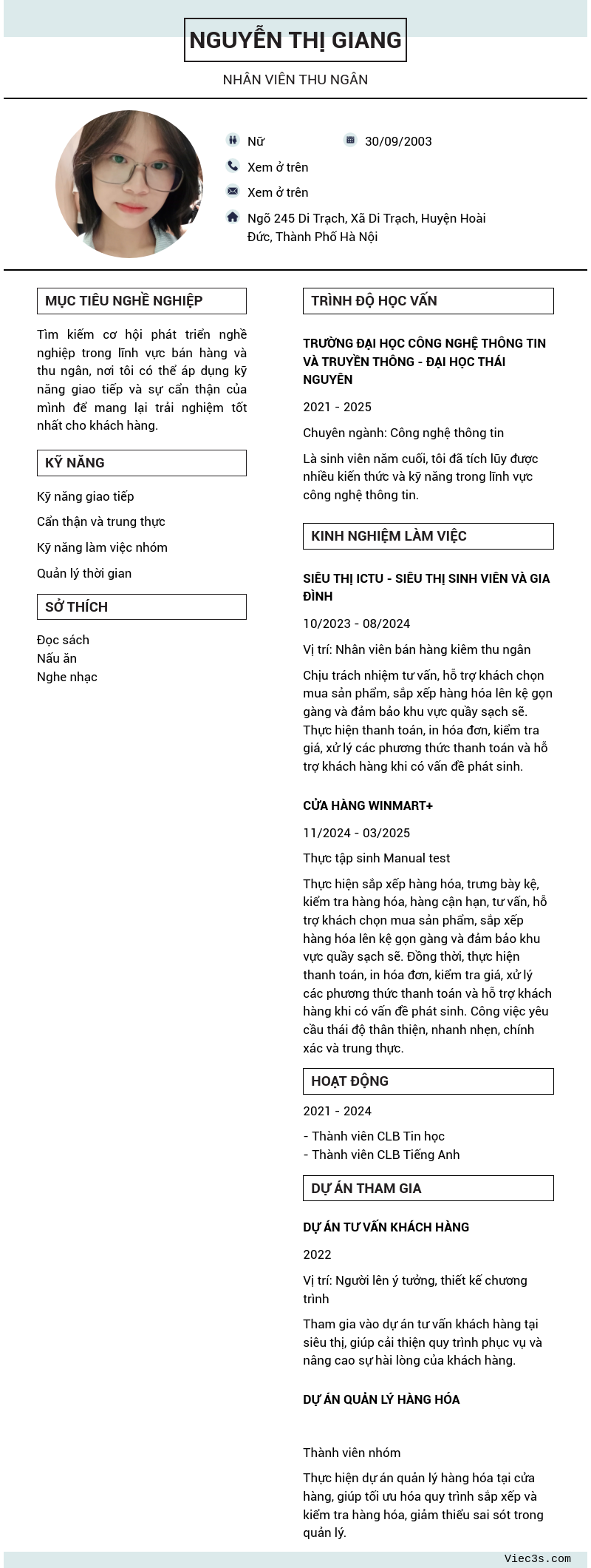 CV ứng viên