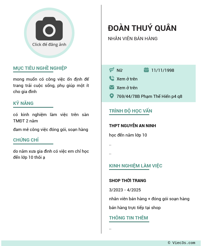 CV ứng viên