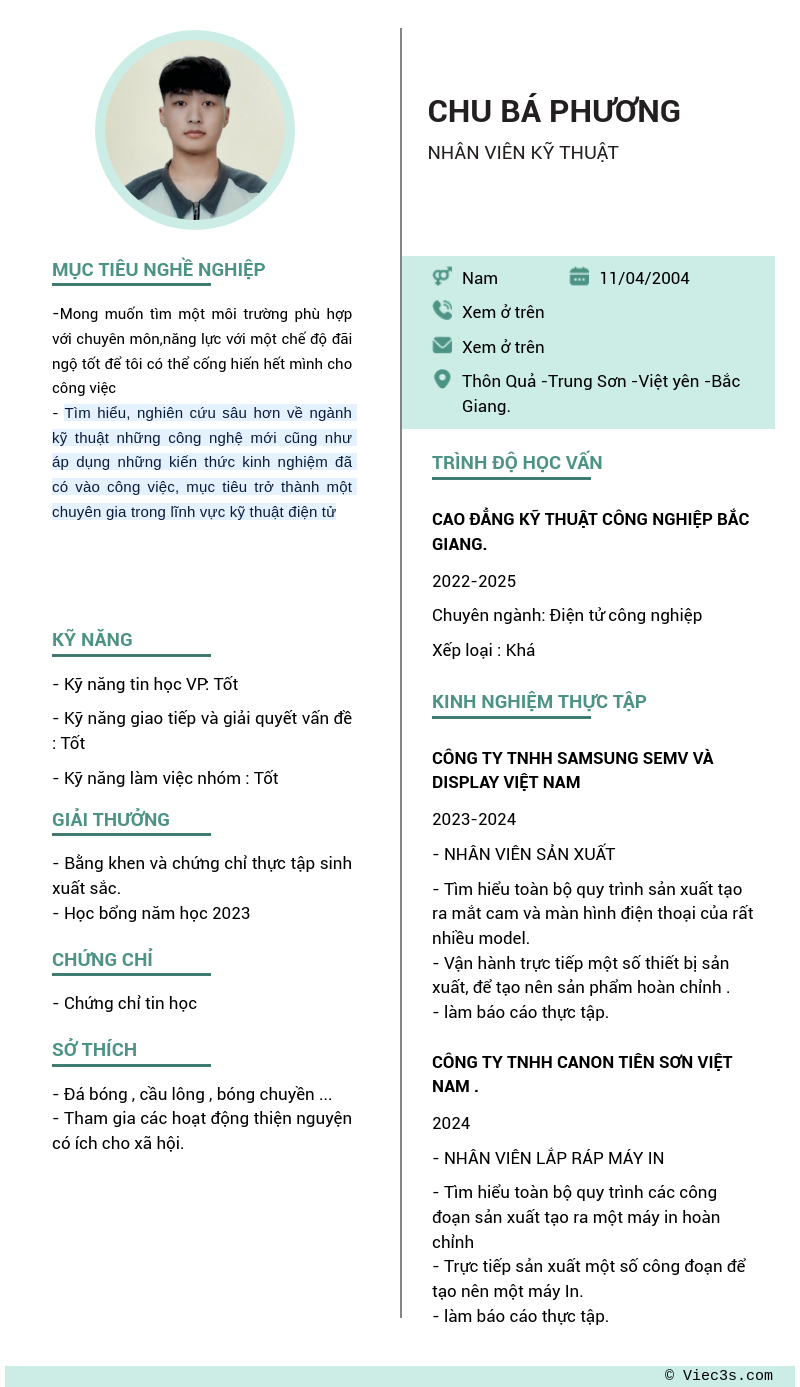 CV ứng viên