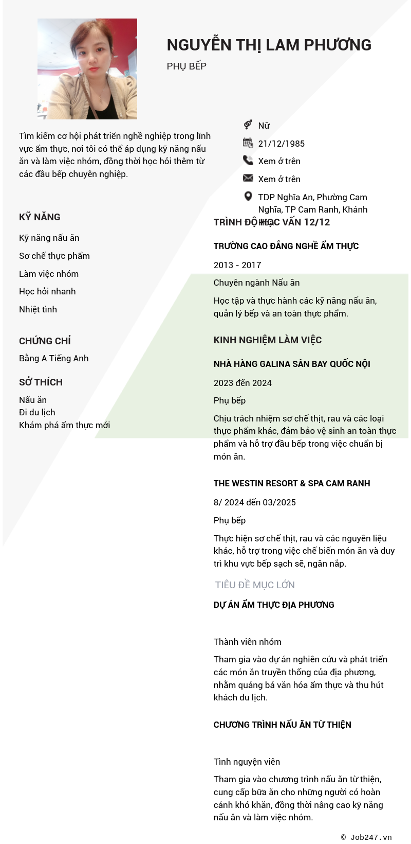 CV ứng viên