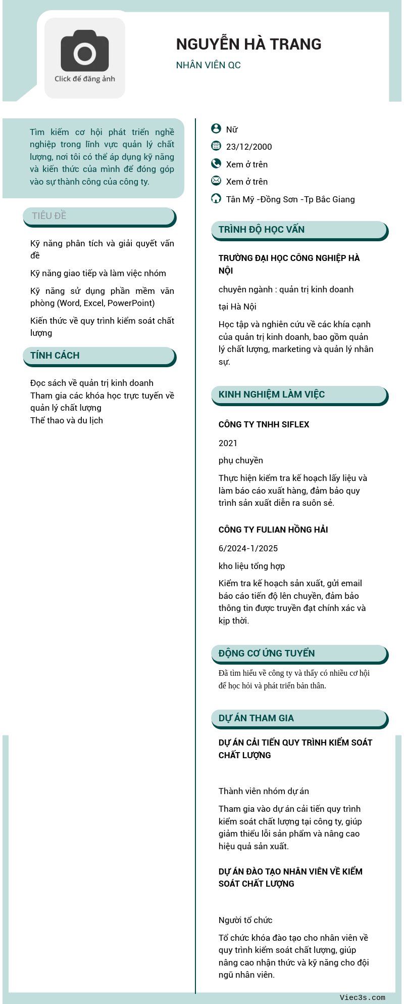 CV ứng viên