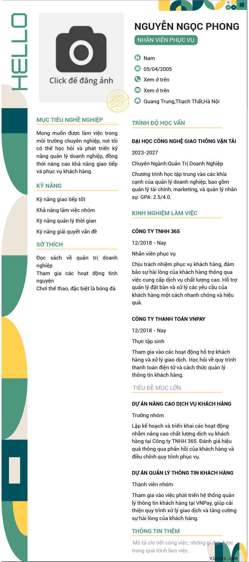 CV ứng viên